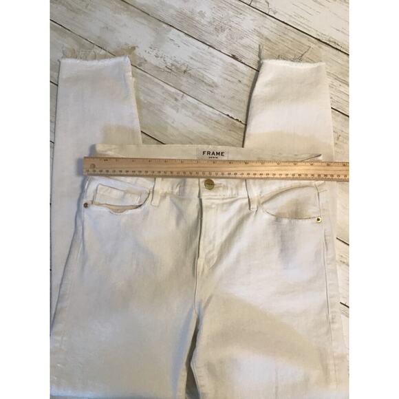 Frame White Denim Frayed Ankle Le Skinny de Jeanne size 29 - Picture 10 of 13
